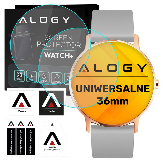 Alogy Screen Protector Watch+ 2x Szkło Hartowane na smartwatch watch zegarek uniwersalne 36mm średnica ochronne