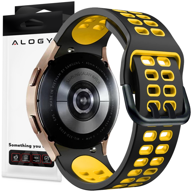 Alogy Soft Band Pasek sportowy Guma do smartwatcha do Samsung Galaxy Watch 4/5 40/42/44/45mm Czarno-żółty