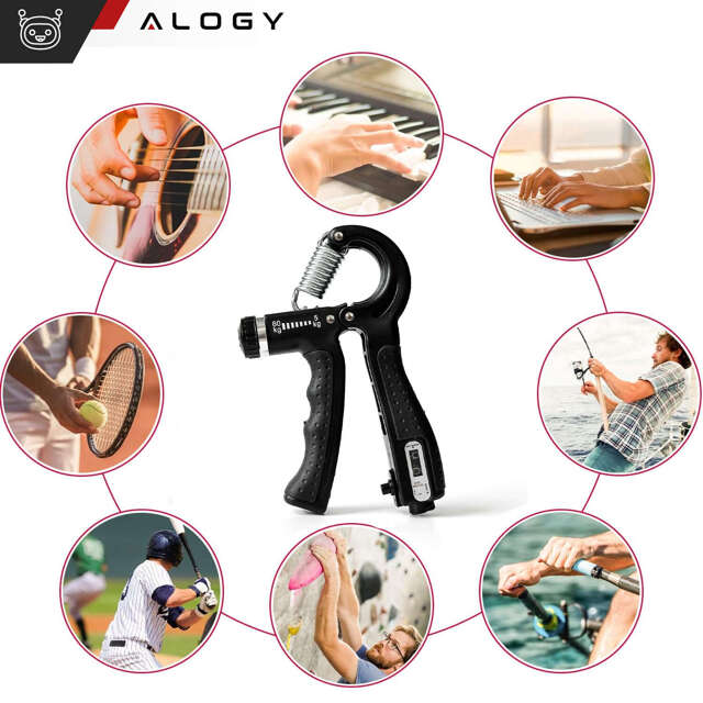 Alogy Sport Ściskacz z regulacją obciążenia i licznikiem Professional Hand Grip Czarny