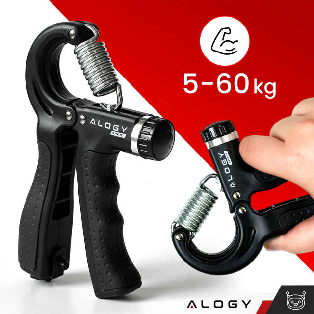 Alogy Sport Ściskacz z regulacją obciążenia i licznikiem Professional Hand Grip Czarny