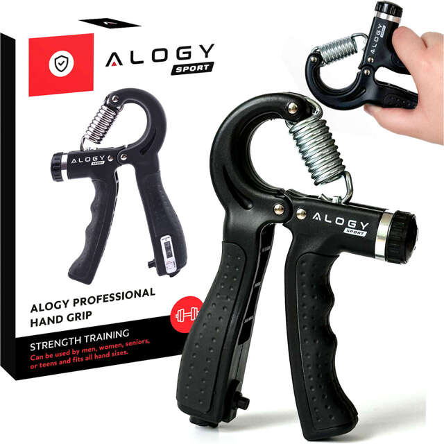 Alogy Sport Ściskacz z regulacją obciążenia i licznikiem Professional Hand Grip Czarny