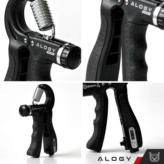 Alogy Sport Ściskacz z regulacją obciążenia i licznikiem Professional Hand Grip Czarny