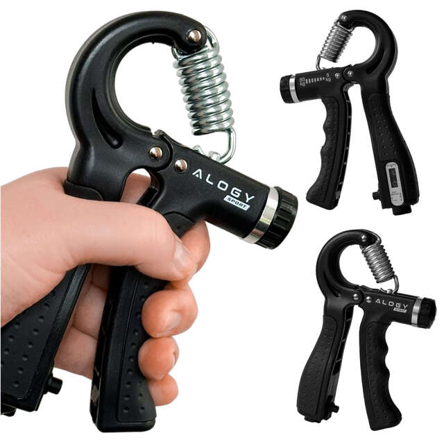 Alogy Sport Ściskacz z regulacją obciążenia i licznikiem Professional Hand Grip Czarny