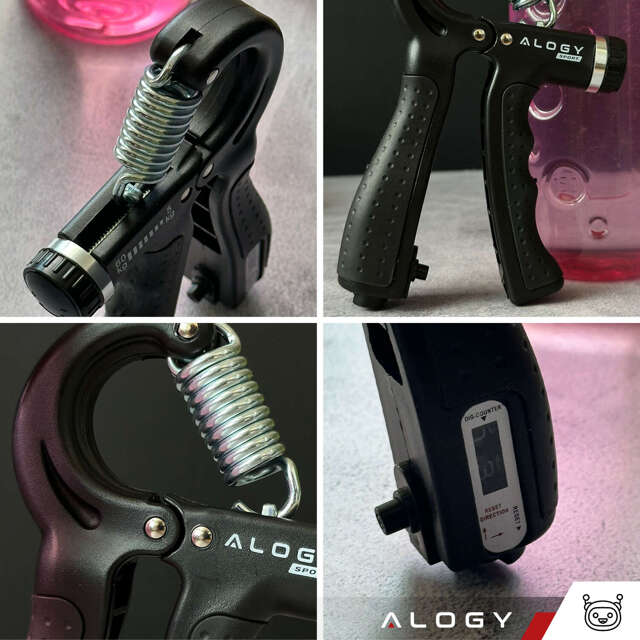 Alogy Sport Ściskacz z regulacją obciążenia i licznikiem Professional Hand Grip Czarny