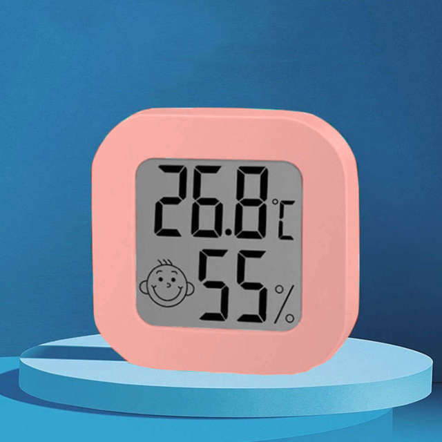 Alogy Stacja pogodowa Mini Higrometr Smiley LCD cyfrowy termometr czujnik temperatura + wilgotność Różowy