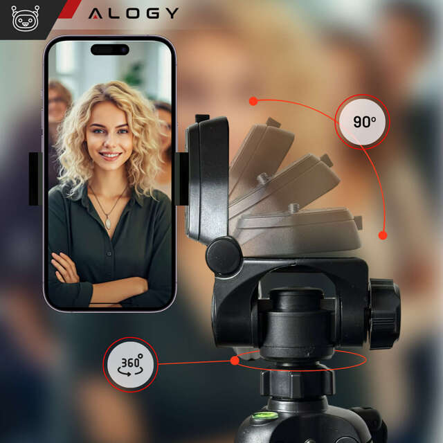 Alogy Statyw Fotograficzny Tripod Uniwersalny stojak do Kamer 1/4 uchwyt na telefon aparat 170cm Czarny