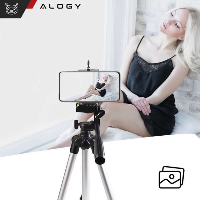 Alogy Statyw tripod lekki z pilotem i torbą do smartfona na aparat 105cm