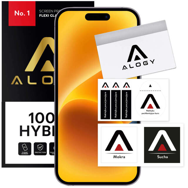 Alogy Szkło hybrydowe do Apple iPhone 14 Pro Max na cały ekran Flexi Full Glass 9H ochrona na cały ekran