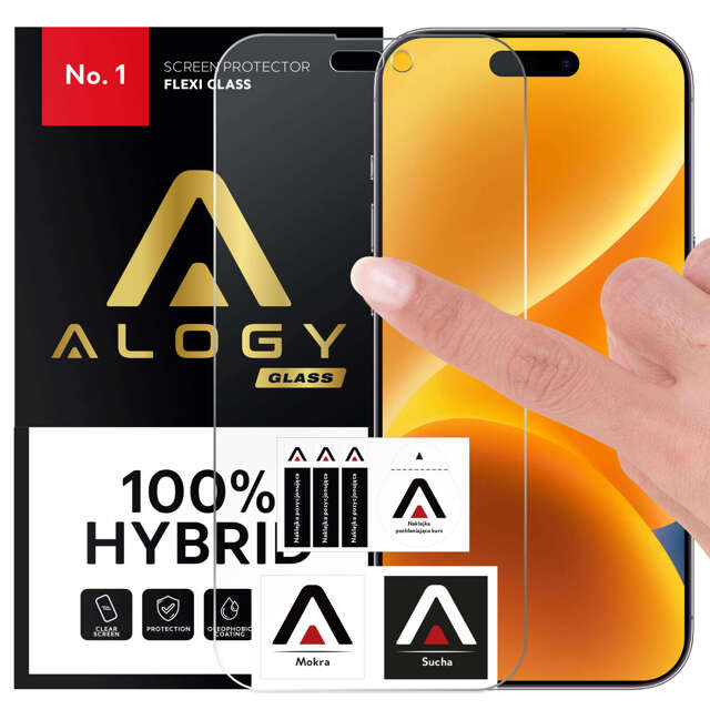 Alogy Szkło hybrydowe do Apple iPhone 14 Pro na cały ekran Flexi Full Glass 9H ochrona na cały ekran