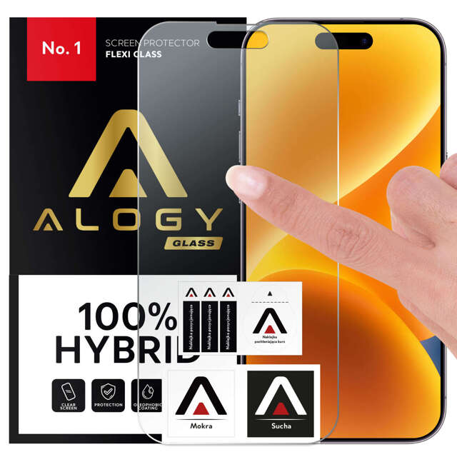 Alogy Szkło hybrydowe do Apple iPhone 15 Pro Max na cały ekran Flexi Full Glass 9H ochrona na cały ekran