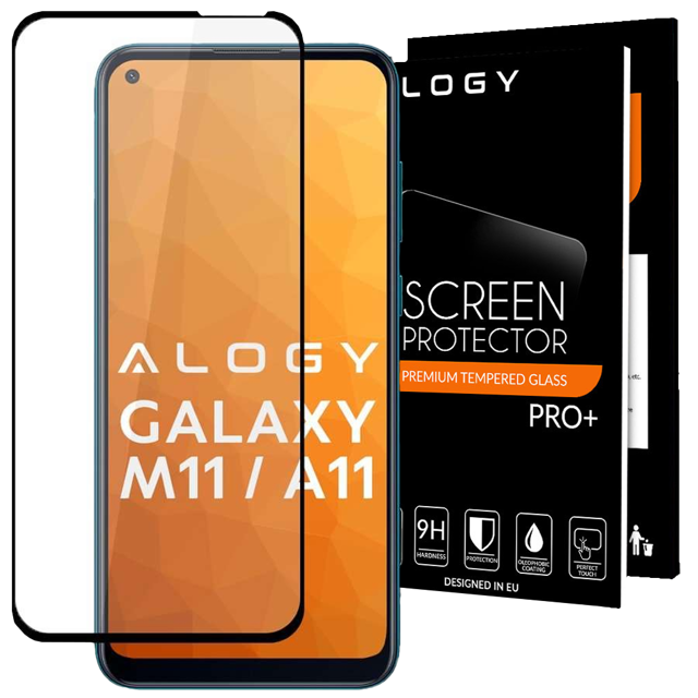 Alogy Szkło na ekran Full Glue case friendly do Samsung Galaxy M11/ A11 Czarne