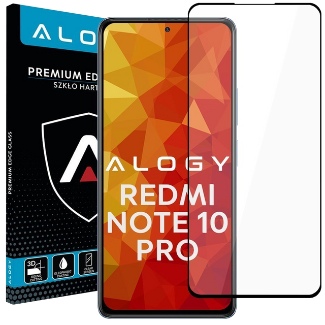 Alogy Szkło na ekran Full Glue case friendly do Xiaomi Redmi Note 10 Pro Czarne