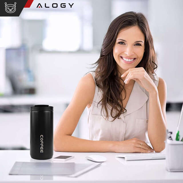 Alogy Termos kubek termiczny Simple Thermal Cup 400ml Czarny