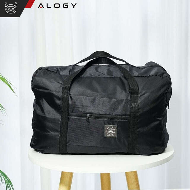 Alogy Torba podróżna wodoodporna Travel Bag duża pojemna składana z uchwytem na walizkę Czarna