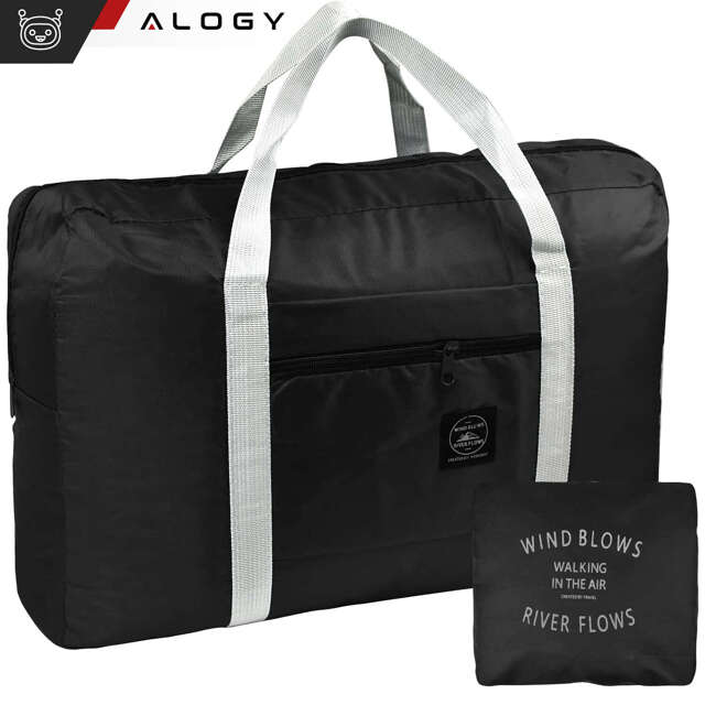 Alogy Torba podróżna wodoodporna Travel Bag duża pojemna składana z uchwytem na walizkę Czarna