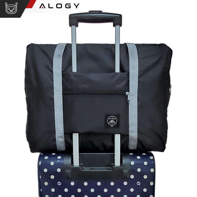 Alogy Torba podróżna wodoodporna Travel Bag duża pojemna składana z uchwytem na walizkę Czarna