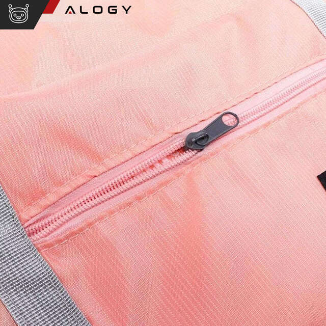 Alogy Torba podróżna wodoodporna Travel Bag duża pojemna składana z uchwytem na walizkę Różowa