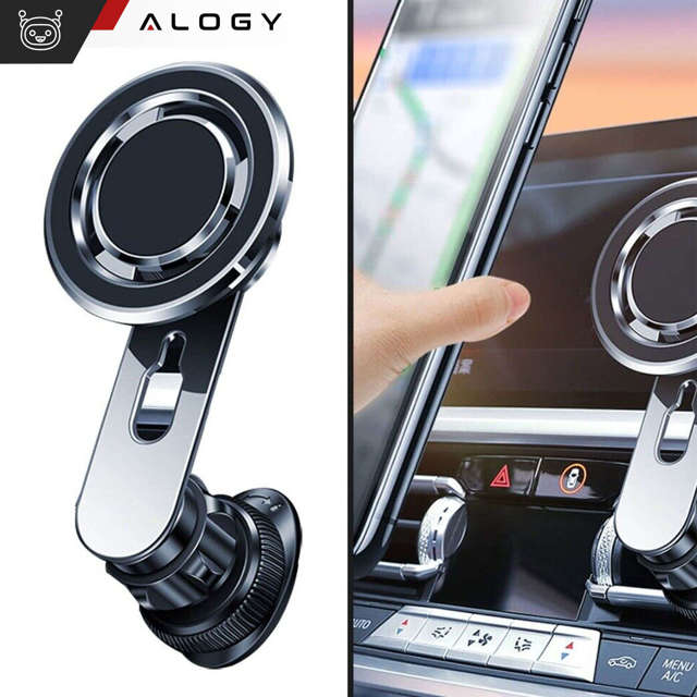 Alogy Uchwyt do samochodu samochodowy MagSafe Airvent car holder do telefonu do MagSafe na kratkę Czarny