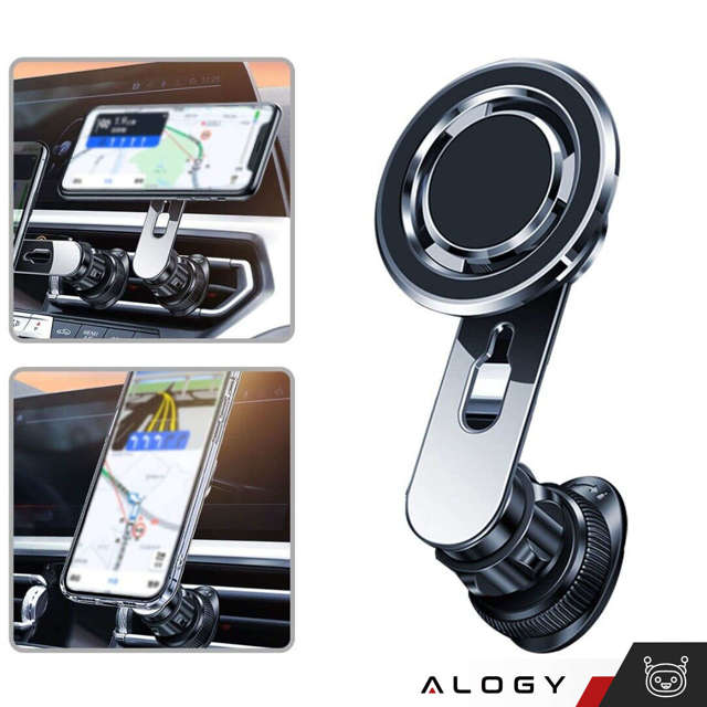 Alogy Uchwyt do samochodu samochodowy MagSafe Airvent car holder do telefonu do MagSafe na kratkę Czarny