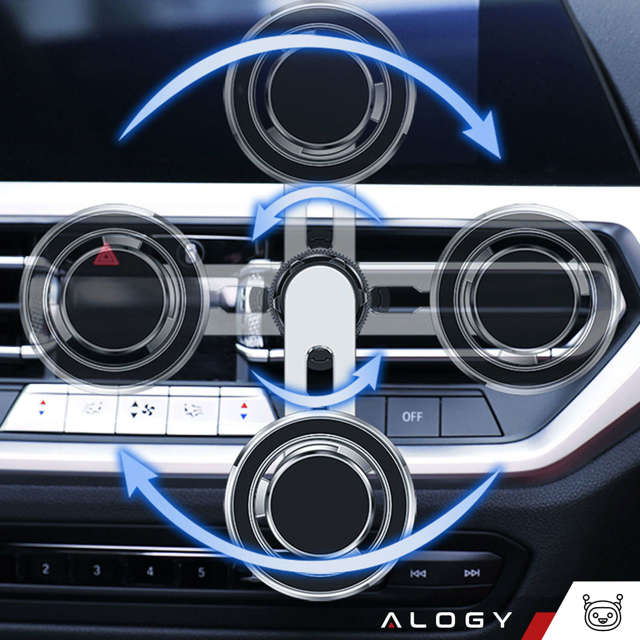 Alogy Uchwyt do samochodu samochodowy MagSafe Airvent car holder do telefonu do MagSafe na kratkę Czarny