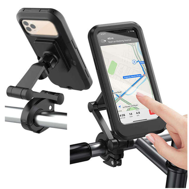 Alogy Uchwyt na rower wodoszczelny Waterproof Bicycle Phone Holder na kierownicę do telefonu Czarny