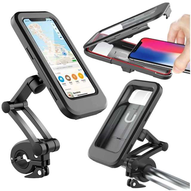 Alogy Uchwyt na rower wodoszczelny Waterproof Bicycle Phone Holder na kierownicę do telefonu Czarny