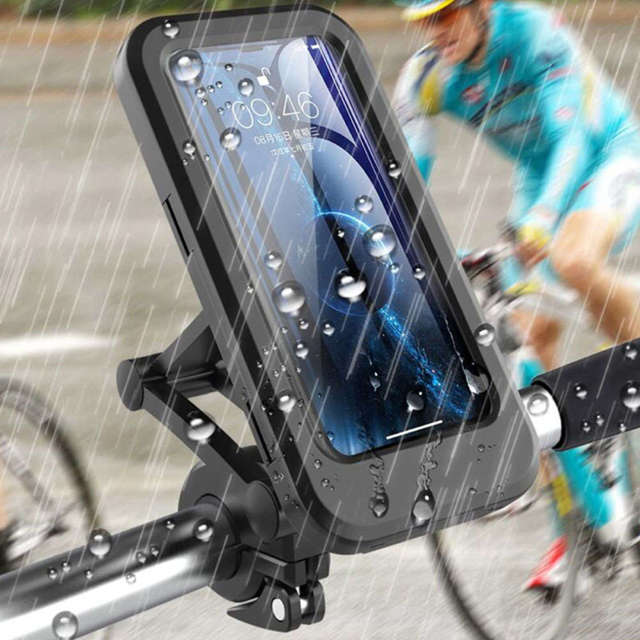 Alogy Uchwyt na rower wodoszczelny Waterproof Bicycle Phone Holder na kierownicę do telefonu Czarny