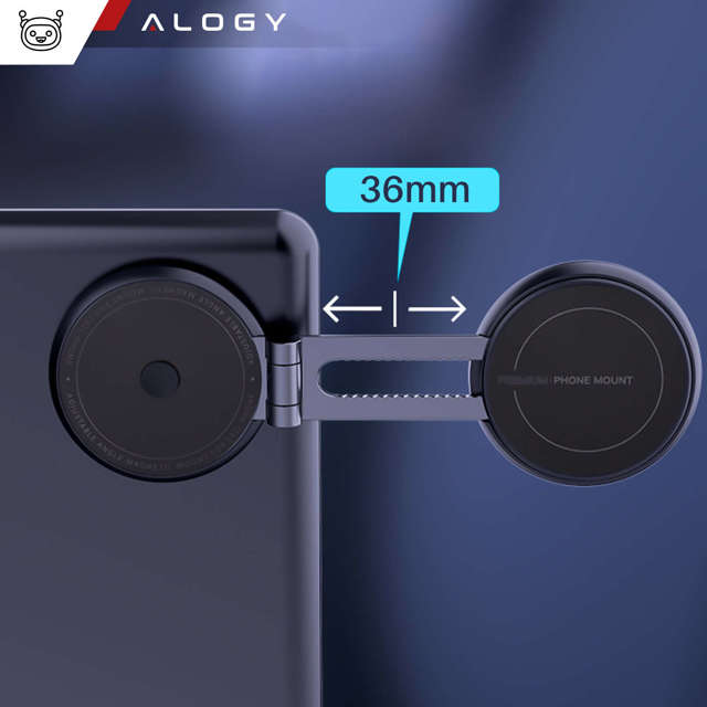 Alogy Uchwyt na telefon magnetyczny samochodowy podstawka Magnetic Smart Phone mocowanie boczne Czarny