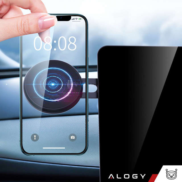 Alogy Uchwyt na telefon magnetyczny samochodowy podstawka Magnetic Smart Phone mocowanie boczne Czarny