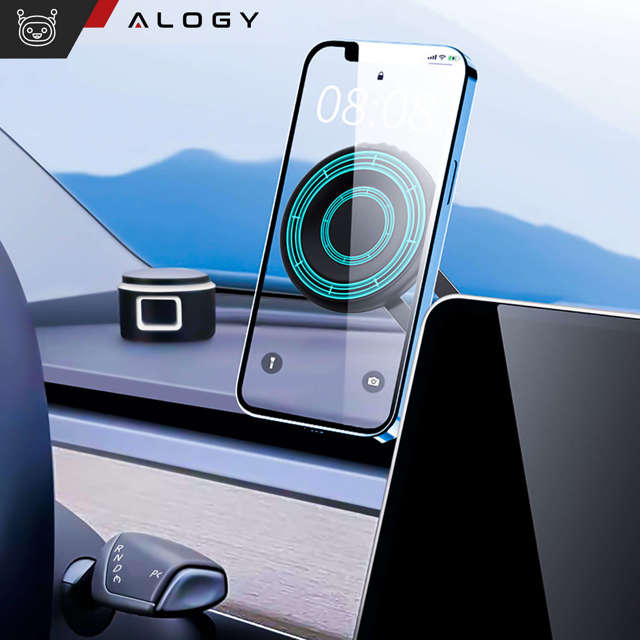 Alogy Uchwyt na telefon magnetyczny samochodowy podstawka Magnetic Smart Phone mocowanie boczne Czarny