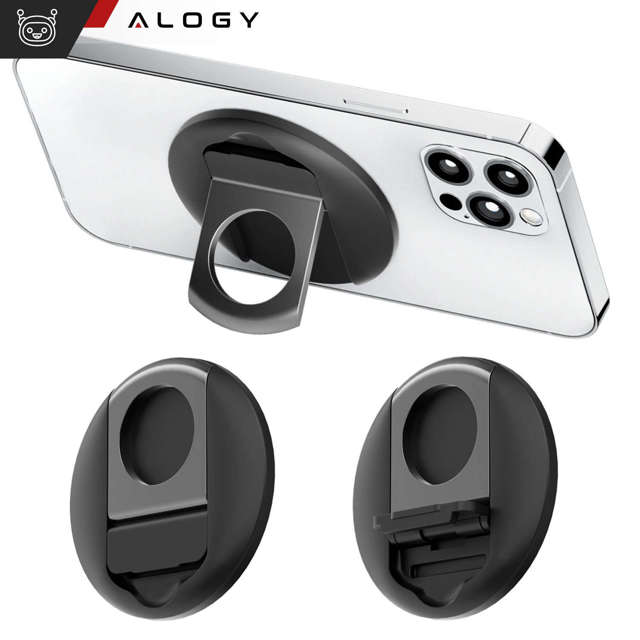 Alogy Uchwyt podstawka Ring Stand Holder do MagSafe mocowanie na iPhone 14 13 12 do MacBook zaczep czarny