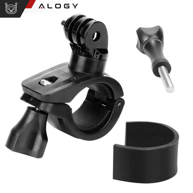 Alogy Uchwyt rowerowy do GoPro Hero 11 10 9 8 DJI Action do kamer na kierownicę motocykl rower czarny