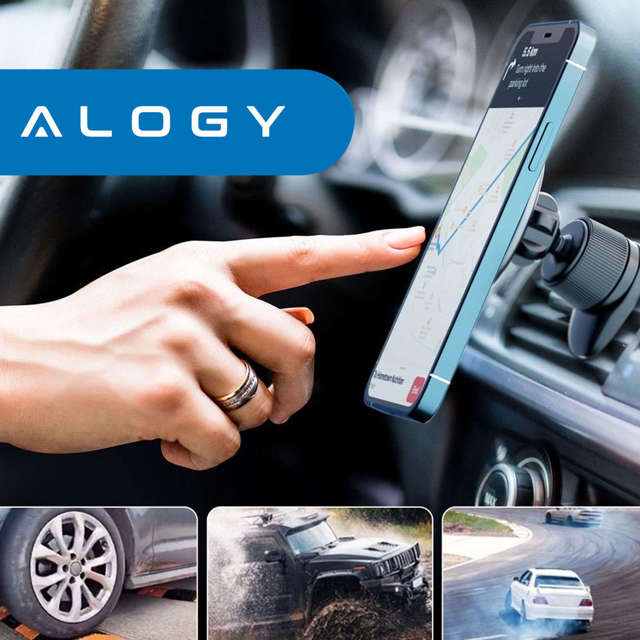 Alogy Uchwyt samochodowy Car Holder magnetyczny do MagSafe do iPhone 14 13 12 do kratki czarny