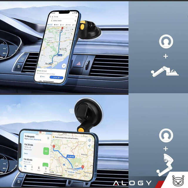Alogy Uchwyt samochodowy magnetyczny na telefon do samochodu auta na szybę kokpit deskę do telefonu Czarny