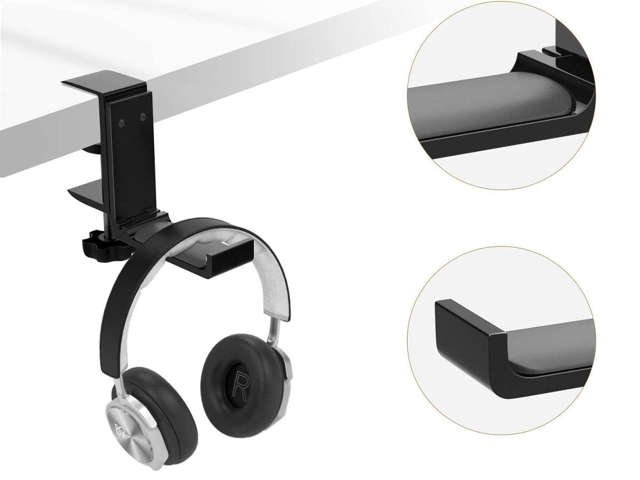 Alogy Uniwersalny uchwyt na słuchawki aluminiowy na biurko blat Czarny