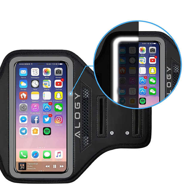 Alogy WaterProof Sport ArmBand Wodoodporne 2x etui sportowe opaska na ramię do telefonu 6.7 cali Czarna [2szt]