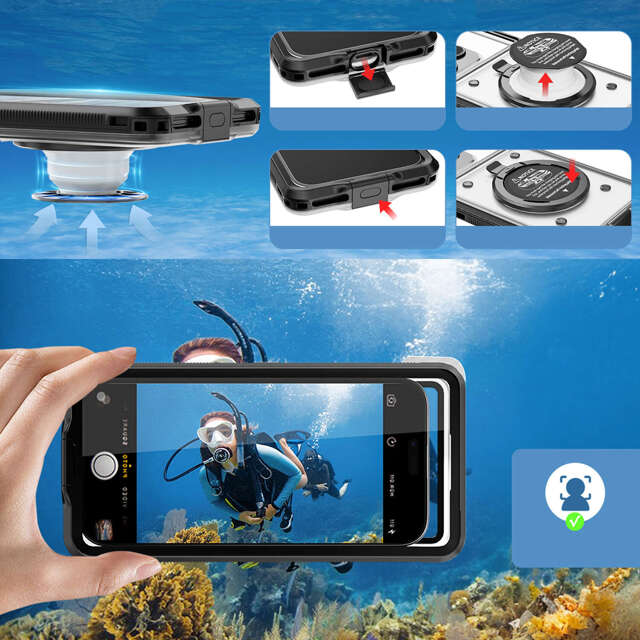 Alogy Waterproof Case Etui wodoodporne wodoszczelne IPX68 uniwersalne na telefon do 6.9 cala futerał do wody + Smyczka Czarne