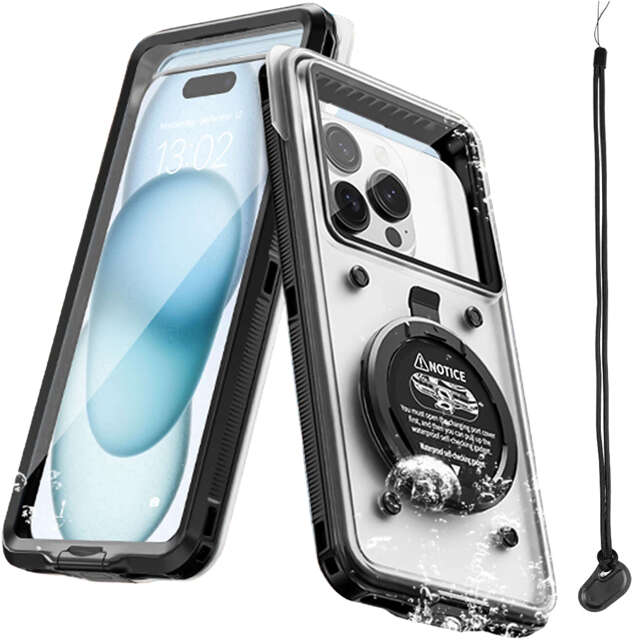 Alogy Waterproof Case Etui wodoodporne wodoszczelne IPX68 uniwersalne na telefon do 6.9 cala futerał do wody + Smyczka Czarne