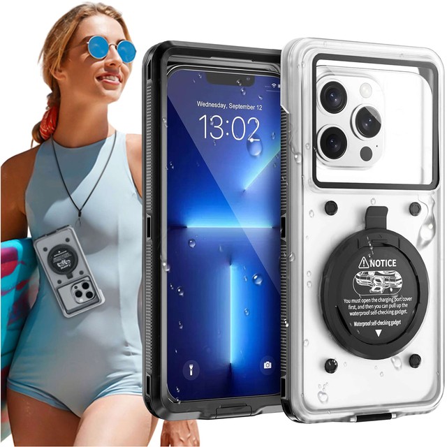 Alogy Waterproof Case Etui wodoodporne wodoszczelne IPX68 uniwersalne na telefon do 6.9 cala futerał do wody + Smyczka Czarne