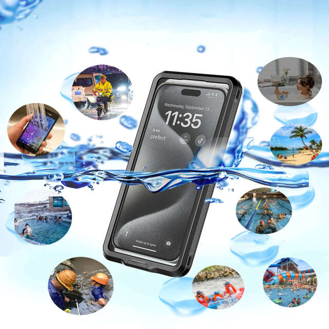 Alogy Waterproof Case Etui wodoodporne wodoszczelne IPX68 uniwersalne na telefon do 6.9 cala futerał do wody + Smyczka Czarne