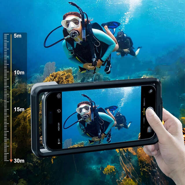 Alogy Waterproof Case Etui wodoodporne wodoszczelne IPX68 uniwersalne na telefon do 6.9 cala futerał do wody + Smyczka Czarne