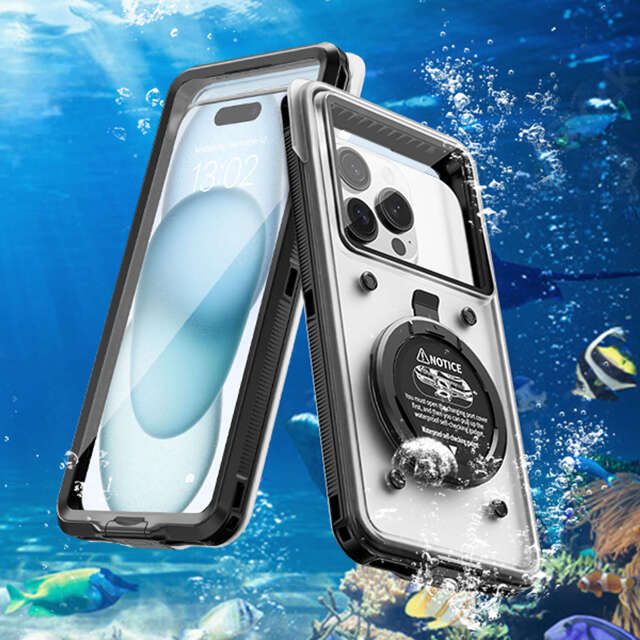 Alogy Waterproof Case Etui wodoodporne wodoszczelne IPX68 uniwersalne na telefon do 6.9 cala futerał do wody + Smyczka Czarne