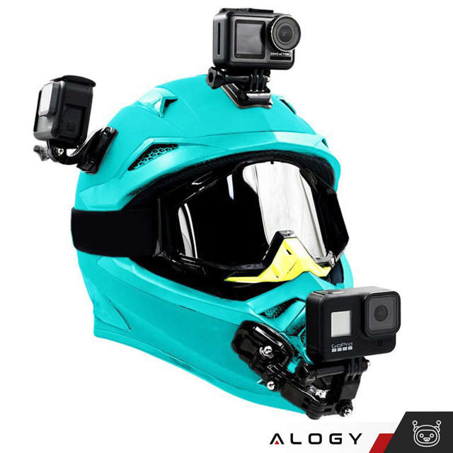 Alogy Zestaw akcesoriów montażowych 20w1 na kask do kamer sportowych GoPro, DJI, Insta360, SJCam, Eken 