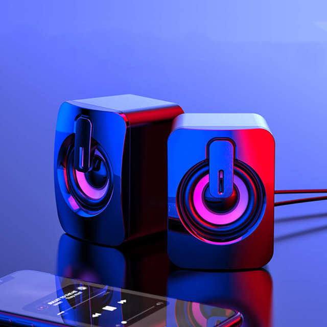 AlogyGłośniki USB 2.0 Mini komputerowe Stereo Wired Speakers HIFI z mikrofonem Czarne