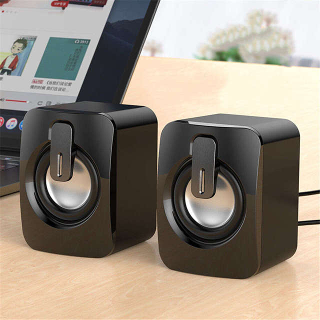 AlogyGłośniki USB 2.0 Mini komputerowe Stereo Wired Speakers HIFI z mikrofonem Czarne