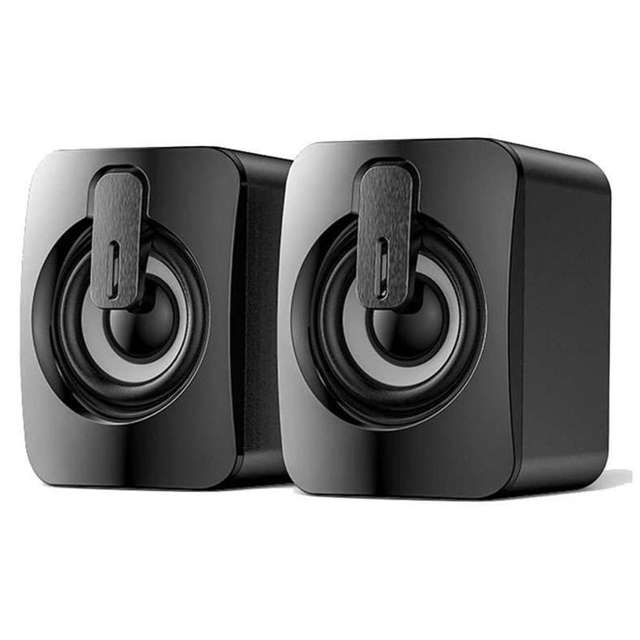 AlogyGłośniki USB 2.0 Mini komputerowe Stereo Wired Speakers HIFI z mikrofonem Czarne