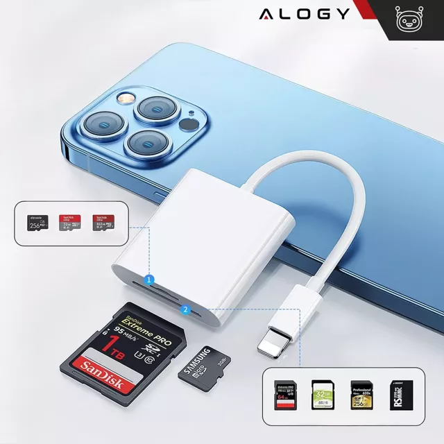 Czytnik kart pamięci Alogy SD Micro Card Reader do iPhone iPad adapter przejściówka Lightning