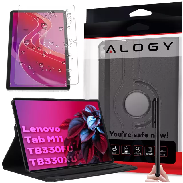 Etui 360 do Lenovo Tab K11E / M11 10.95" TB330FU / TB330XU / TB331FC obrotowe pokrowiec obudowa z klapką na tablet Case Alogy Czarne