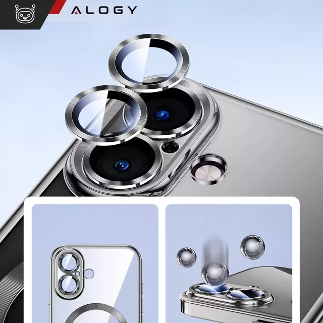 Etui MagSafe Case do Apple iPhone 16 Plus Alogy Glamour Luxury Ring obudowa czarno-przezroczyste