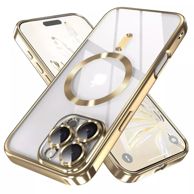 Etui MagSafe Case do Apple iPhone 16 Pro Max Alogy Glamour Luxury Ring obudowa złoto-przezroczyste